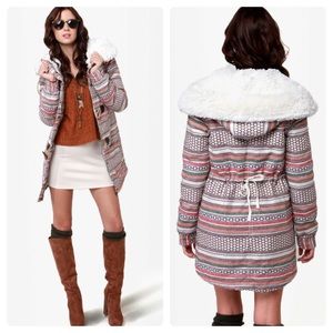 Roxy Chestnut Way Print Hoody Coat SZ M